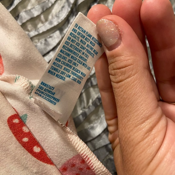 Girls Strawberry Button-Front Short Sleeve Top  and Shorts PJ Pink/Red - Picture 6 of 7